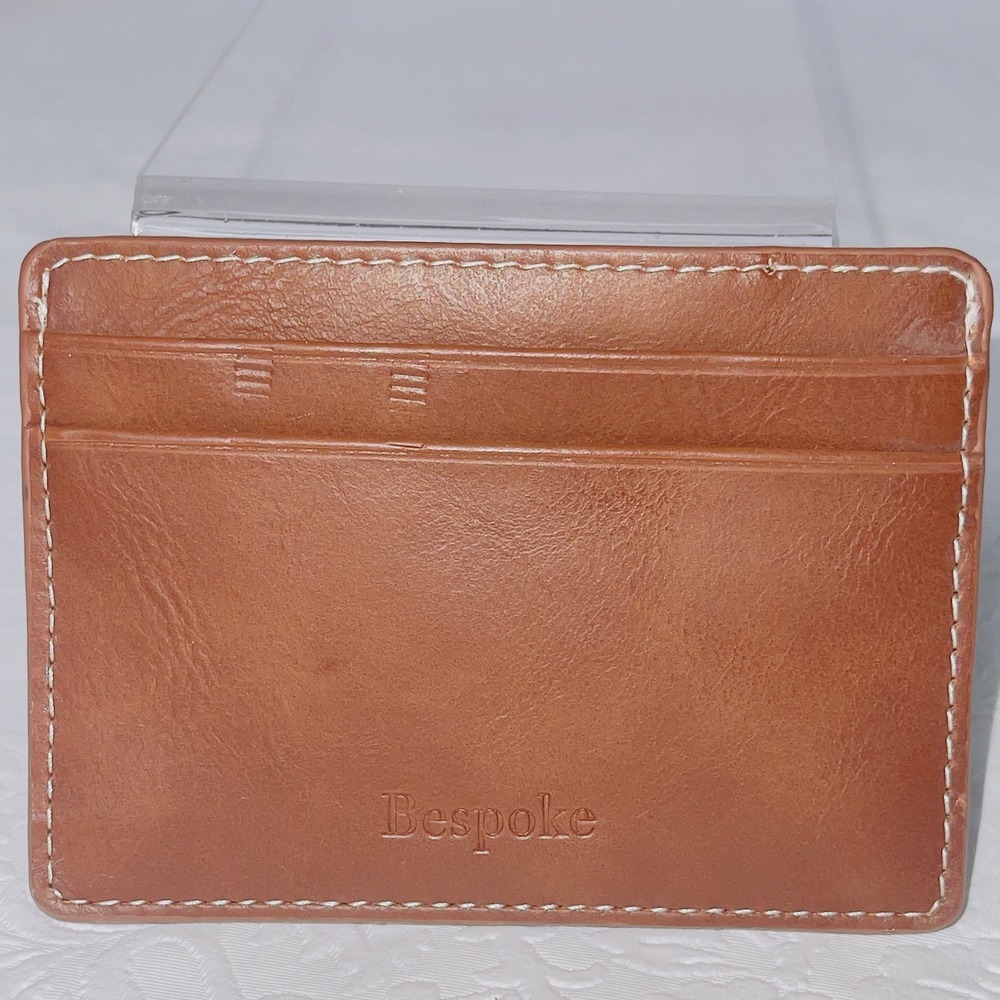 Bespoke Mens Card Holder Slim Wallet OS Brown Faux Leather Contrast Stitch